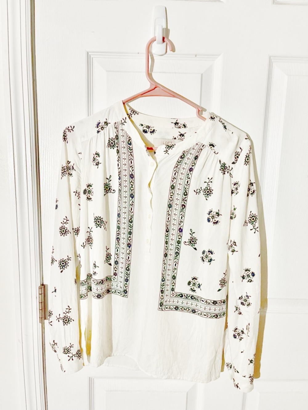 LOFT White Bohemian Embroidered Peasant Blouse